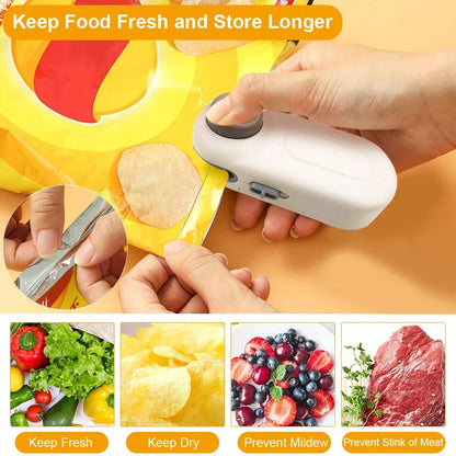 Mini Heat Bag Sealing Machine Package Bags Sealer Thermal Plastic Food Bag Closure Portable Sealer Food Packaging Heat Sealer