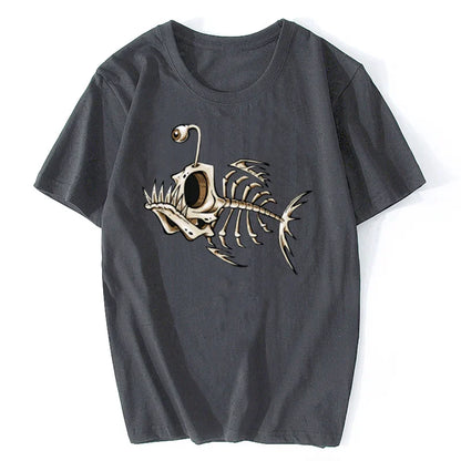 Bonefish Skull Deep Sea Fish Skeleton Funny Fisherman Angler T-Shirt Cotton O-Neck Short Sleeve Men T Shirt Oversize Streetwear