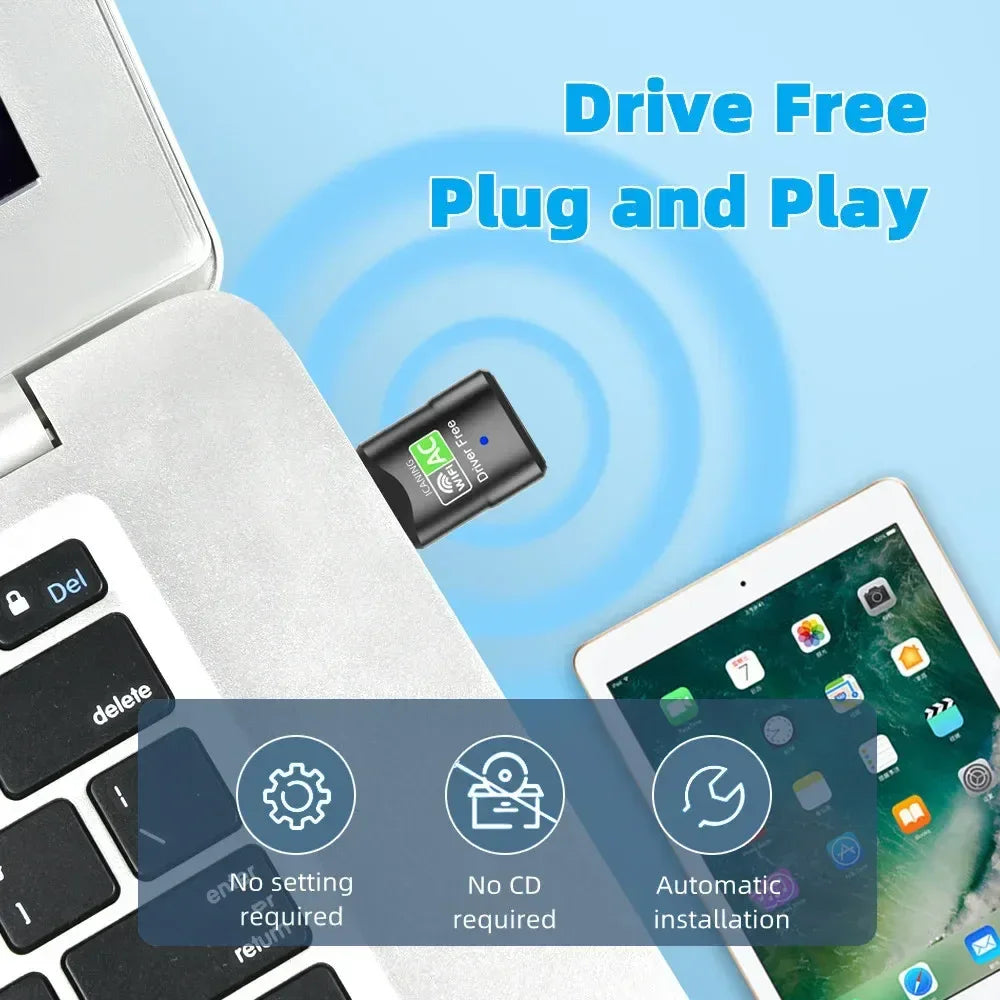 600Mbps Mini USB WiFi Adapter Wireless Network Card Free Driver Dual Band 2.4/5GHz Lan WiFi Dongle For Desktop Computer Laptop