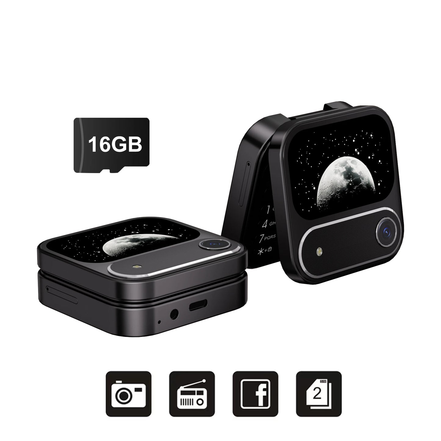 SERVO i17 AIR Mini Foldable Mobile Phone 2G GSM 1.77" Display Magic Voice Speed Dial FM Radio 2 SIM Card Small Square Cellphones