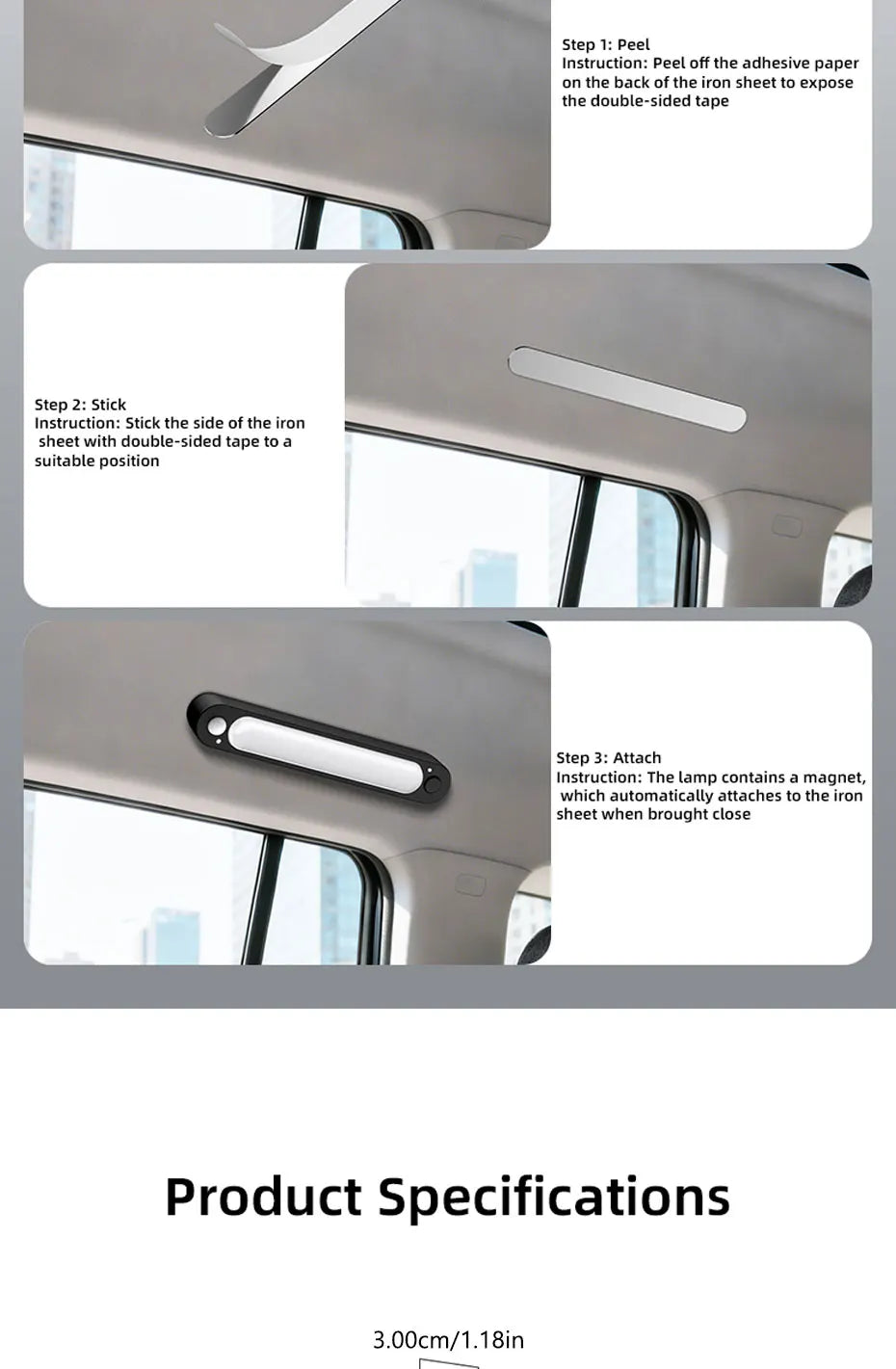 SEAMETAL Car Trunk Sensor Light USB Rechargeable Automatic Induction Light Bar Magnetic Sensing Lamp for Car Floor Trunk Hood