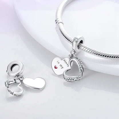 925 Silver Valentine's Day Charms Bead Sparkling Sweet Heart Rose Bear Charm Fit Original Bracelet Bangle Woman DIY Jewelry Gift
