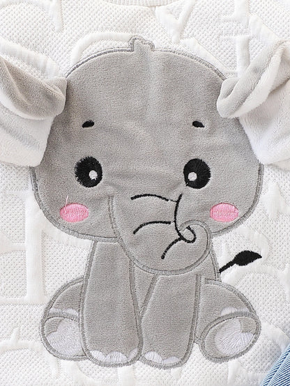 Unisex Baby Elephant Appliqué Quilted Sweatshirt & Distressed Denim Joggers 2-Piece Set