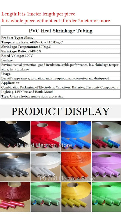 18650 Lipo Battery Wrap PVC Heat Shrink Tube Pack Width 17mm ~ 80mm Insulated Film lithium Case Cable Sleeve wire protector