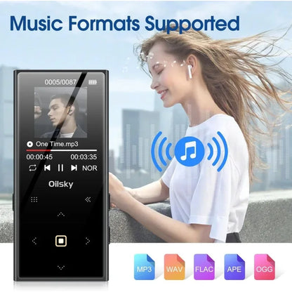 Oilsky 64GB MP3 Player Portable Digital Lossless Music Player with Bluetooth 5.0 FM Radio Built-in Speaker Touch Button Voice