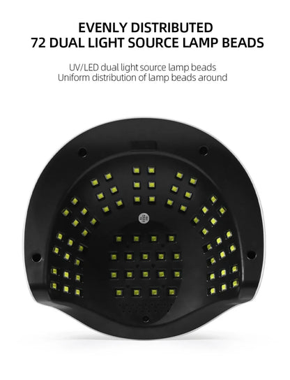 Professional 72 LEDS UV LED Nail Lamp For Fast Gel Nail Polish 320W Nail Dryer With 4 Timer Automatic Sensing For Salon