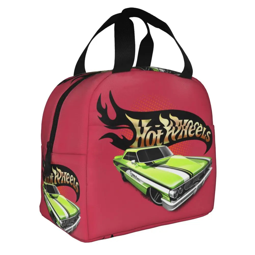 Custom Hot Wheels For Fans Thermal Insulated Lunch Bag Cartoon Sport Car Portable Lunch Container Travel Multifunction Food Box