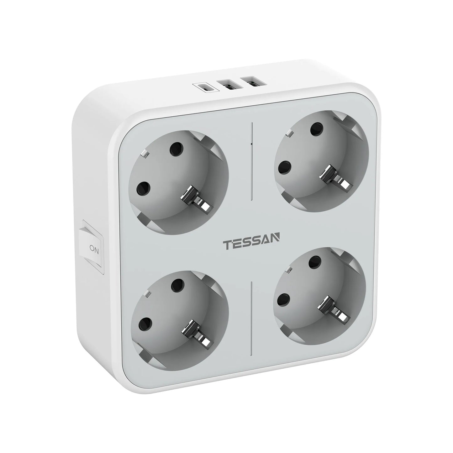 TESSAN Multiple Wall Socket Power Strip with 4 AC Outlets & 3 USB Ports 7 in 1 Adapter Overload Protection for Home Office
