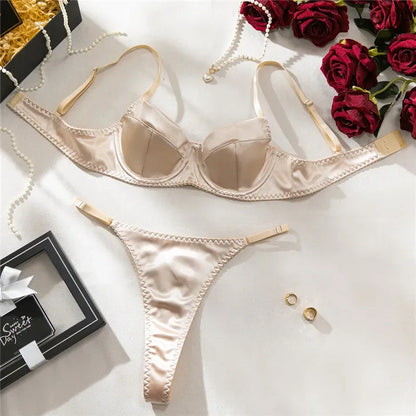 Sexy Bra Brief Sets Seamless Solid Brown Romantic Lingerie Women Vintage Thin Underwear Comfortable New Arrival Exotic Sets