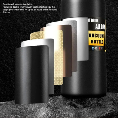LargeCapacityOutdoor SportsThermos Bottle Portable Water Bottle Stainless Steel Vacuum Insulation with Straw 800ml/1000ml/1500ml