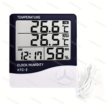 LED Thermometer Thermo-Hygrometer Multifunction Electronic Clock Temperature Humidity Meter Weather Station for Home With Alarm