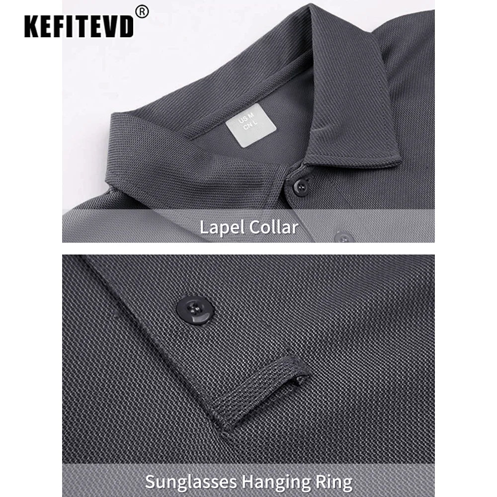 KEFITEVD Summer Golf T-shirts Men's Short Sleeve Quick Drying Polo Shirt Lightweight Outdoor Hiking Camping T-shirts Tee Tops