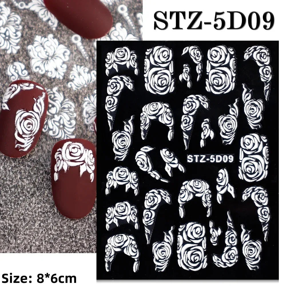 1pc Christmas Nail Art Stickers 5D Winter Holiday Themed Nail Decor Santa/Snowflakes/Christmas Trees/Gingerbread Nail Supplies *