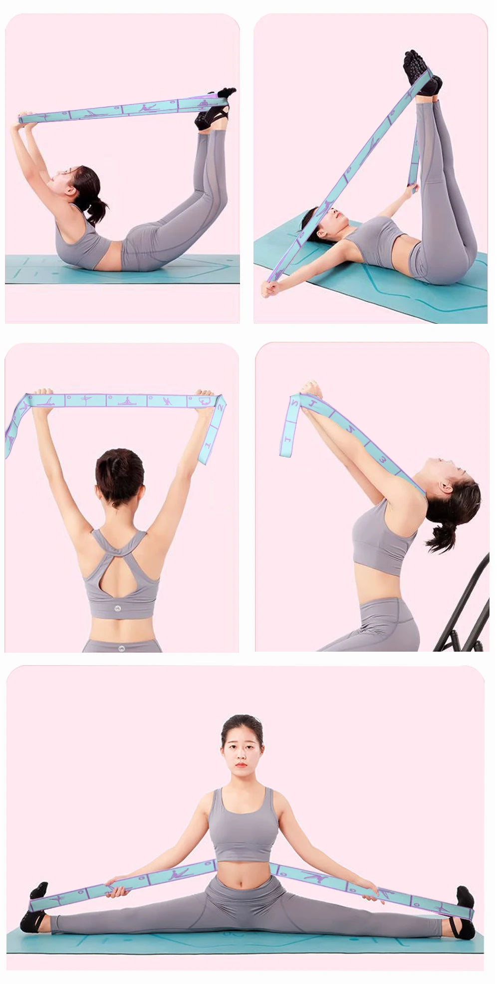 Yoga Pull Strap Belt Latin Dance Stretching Pilates Fitness Sport Elastic Resistance Bands with Yoga Exercis Pattern