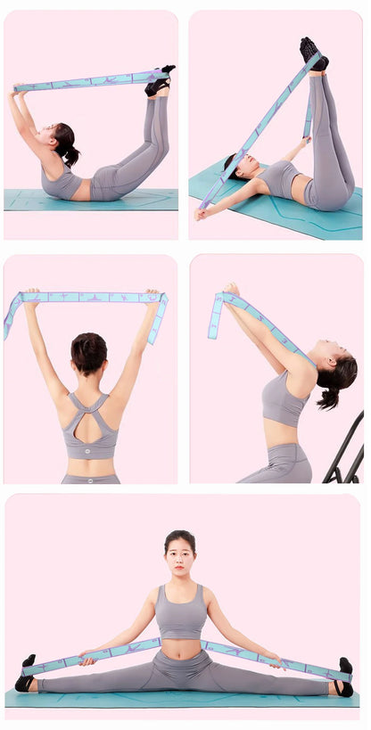 Yoga Pull Strap Belt Latin Dance Stretching Pilates Fitness Sport Elastic Resistance Bands with Yoga Exercis Pattern