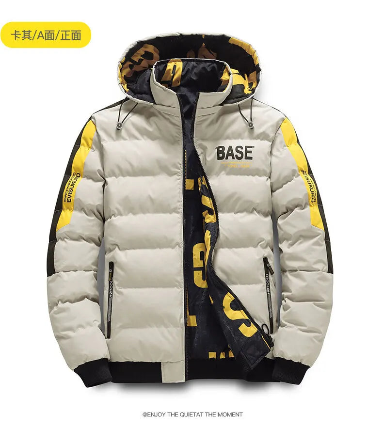 Men Autumn Winter Cotton Jacket Warm Comfortable Padded Thickened Down Jacket 2024 New Double-Sided Clothes Removable Cap M-5XL