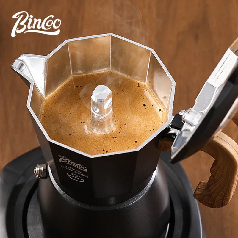 Bincoo Dual Valve Moka Pot Espresso Maker Mocha Pot Brewed Coffee Pot 220V Electric Stove Concentrated Extraction Barista Tools