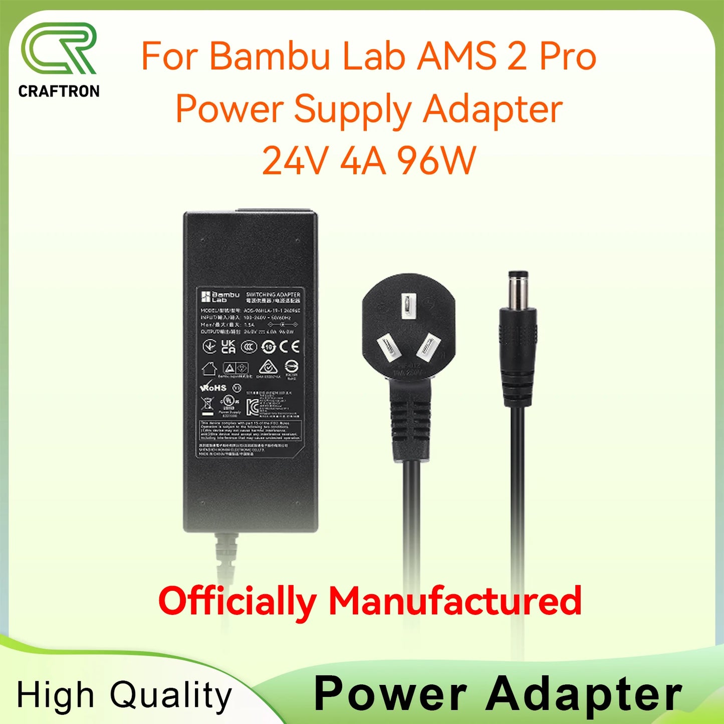 For AMS 2 Pro Power Supply Adapter Automatic Feeding System AMS 2 Pro power adapter 3D printer accessory