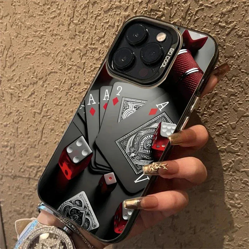 Poker For iphon 16 15 Plus X XR XS Max 11 12 13 Pro 16 Pro Max X XR XS Shockproof Ultra-Thin Hard Cover Protective Phone Case