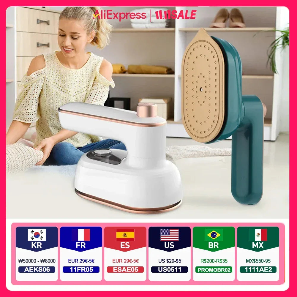Portable Garment Steamer Rotating Steam Iron Mini Handheld Home Travelling For Clothes Ironing Wet & Dry Ironing Machine