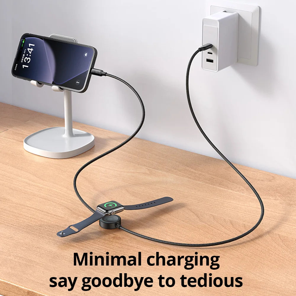 Bonola 2 in 1 Watch Wireless Charger for Apple Watch Ultra 10/9/8/7 60w Fast Charging Type C to C Cable for iPhone 17/16/15 Pro