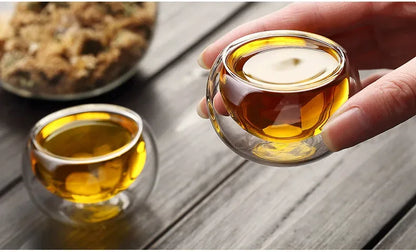 4/6pcs 50ml  Shot Glass Teacups Double Wall glasses Tea Cups Exquisite Kung Fu Drinkware Home Decor Espresso Vaso Heat Resistant