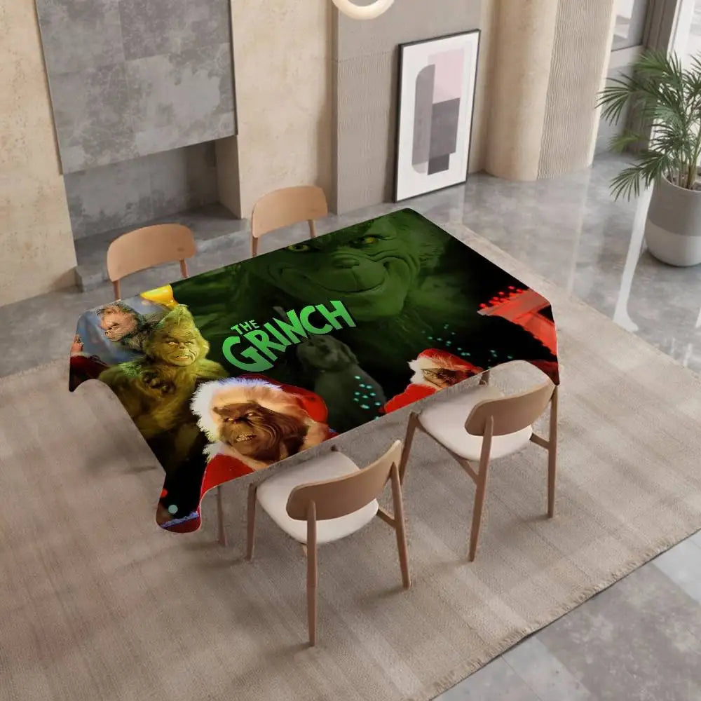 Classic Film G-Grinch-ES Christmas Table Cloth Stain Resistant Decorative Washable Tablecloths Birthday Party Dining table
