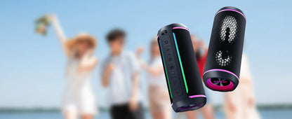 Ortizan Wireless Portable Bluetooth Speaker X30 with 40W Stereo Sound, Rich Bass, IPX7 Waterproof, 30H Playtime, TWS, LED Lights