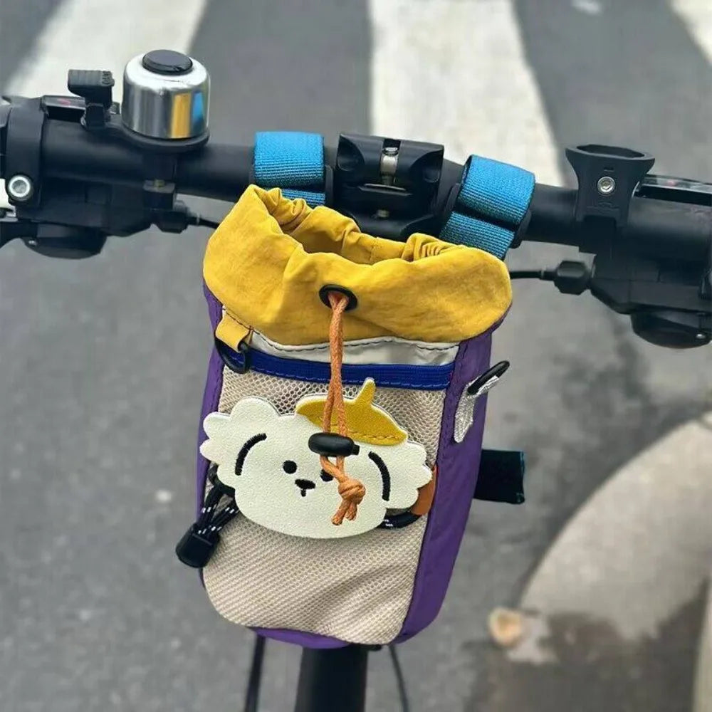 New Camping Style Bicycle Front Bag Portable Water Bottle Holder Multifunctional Bike Storage Pouch for Outdoor Riding Daily Use