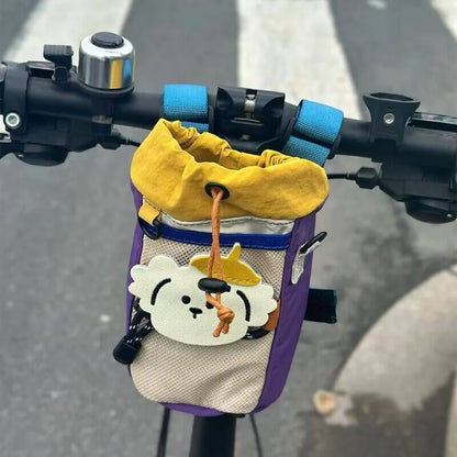 New Camping Style Bicycle Front Bag Portable Water Bottle Holder Multifunctional Bike Storage Pouch for Outdoor Riding Daily Use