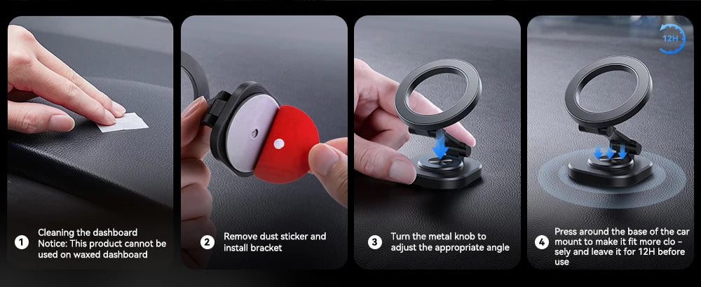 Joyroom Magnetic Car Phone Mount Strong Magnet Foldable Car Mount 360° Rotatable Car Phone Holder For 4.7-7.0 phones