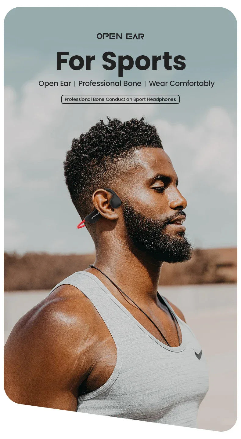 Bone Conductive Wireless Earphones Bluetooth 5.2 Open Headphones Sports Headset Waterproof Earhooks Headworn Loop