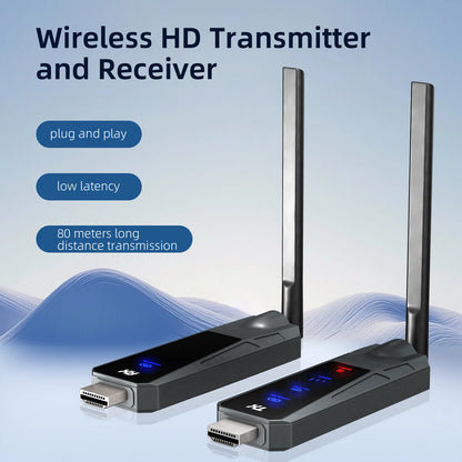 1080P 80m Wireless HDMI Transmitter and Receiver APP Monitor Video Transceiver Low Latency Plug and Play for PC TV Projector