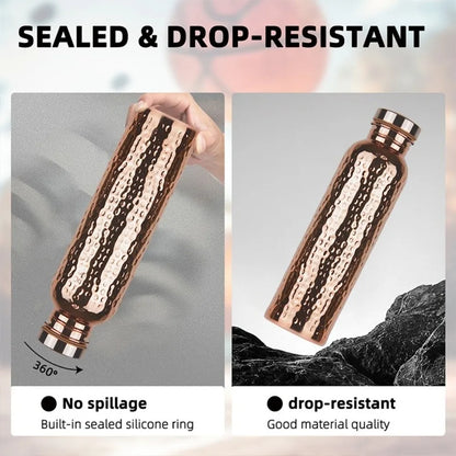 800ML Copper Water Bottle One-Click Open Lid Thermal Insulation Leakproof Sports Bottle Anti-Slip Silicone Base