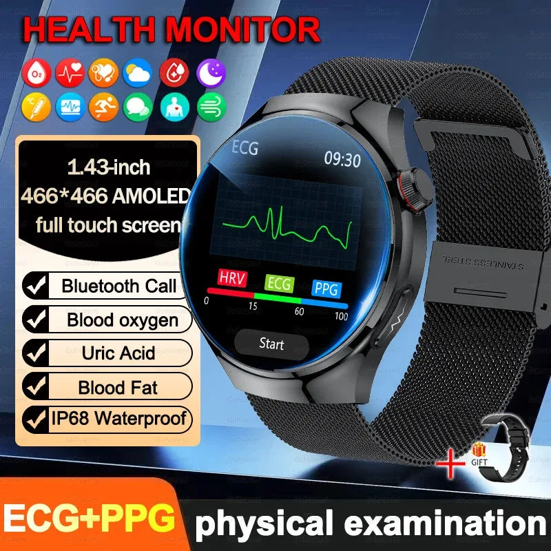 2026New For Man Smartwatches Outdoor Sport Smart Watch Men 1.43“ HD AMOLED Screen ECG physical examination BT5.0 Call smartwatc