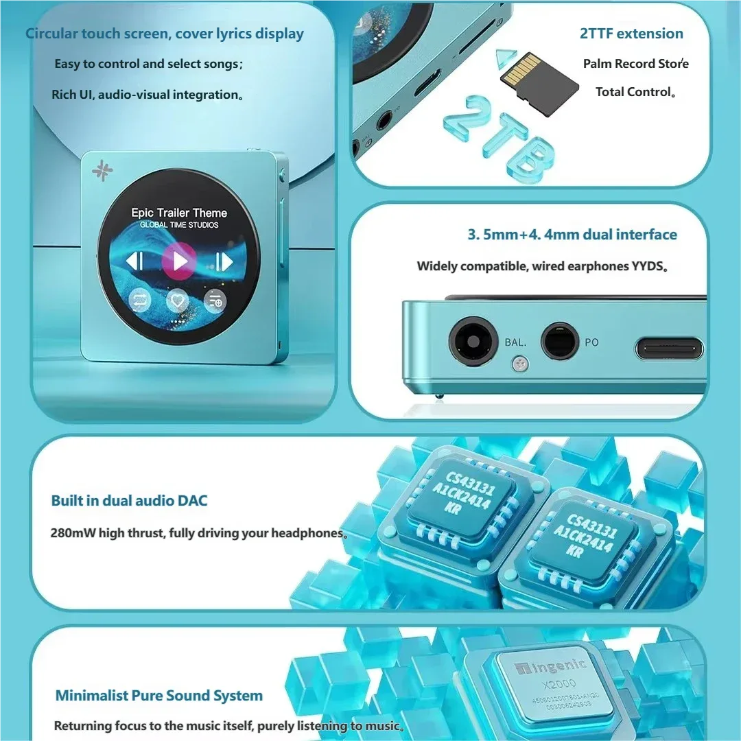 Fiio Snowsky Disc Portable Music Player2T TF Hi-Res HIFI Sound Quality MP3 Player Bluetooth5.4 WiFi USB AUDIO Support SPDIF