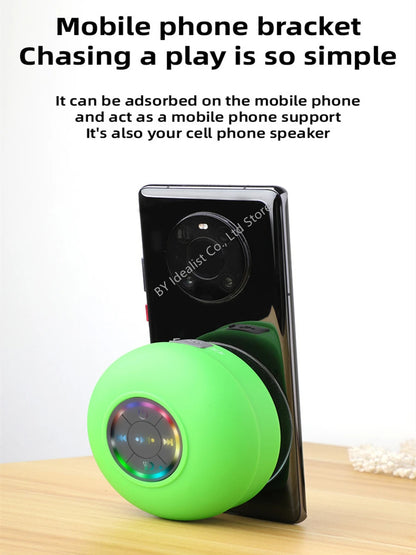 2025 Waterproof Wireless Led Bluetooth Speaker Large Suction Cup Bathroom Mini Portable Speakers Outdoor Sport Stereo Speakers