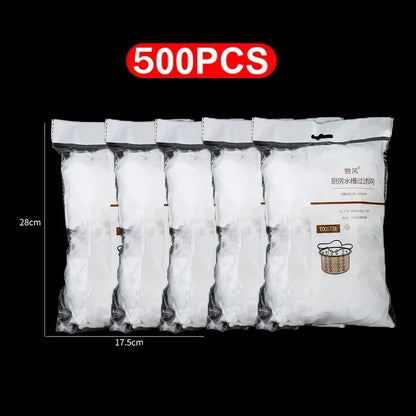 500/30pcs Disposable Sink Filter Mesh Bags Kitchen Sink Strainer Drain Hole Anti-blocking Garbage Bag Cleaning Strainers Net