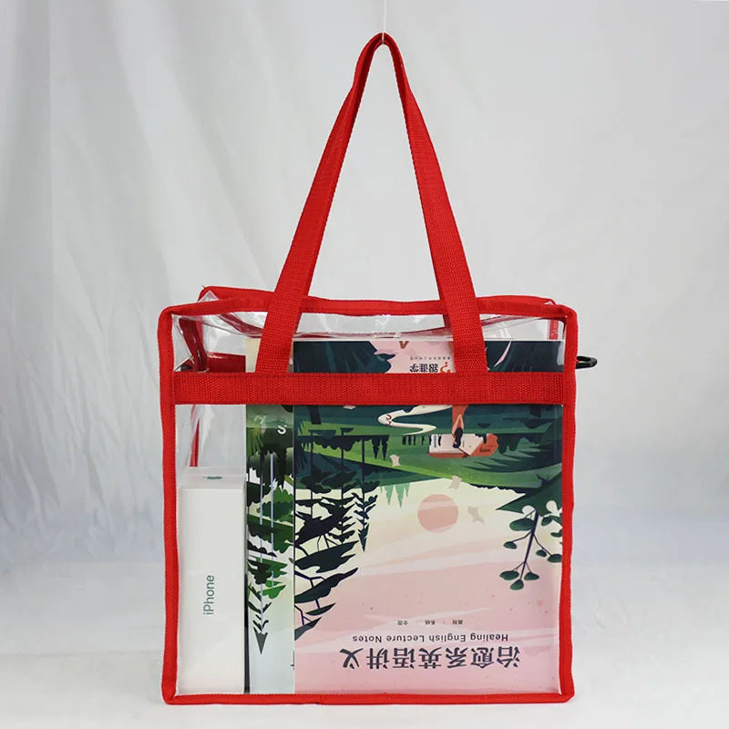 Summer Waterproof PVC Tote Bags Transparent Lady Shoulder Bag Girl Clear Color Handbag Messenger Ins Beach Bag Square Shape