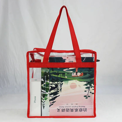 Summer Waterproof PVC Tote Bags Transparent Lady Shoulder Bag Girl Clear Color Handbag Messenger Ins Beach Bag Square Shape