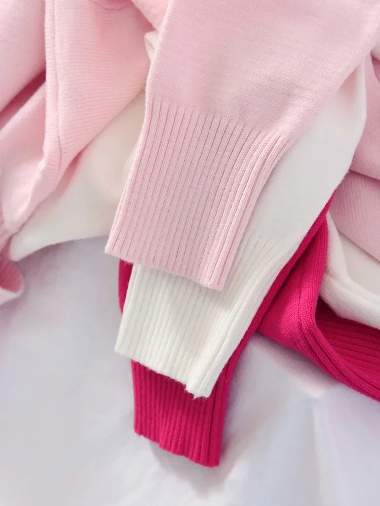 Winter Pink Turtleneck Sweaters Women Oversized Autumn Warm Women's Jumper Loose Basic White Turtleneck For Women Pullovers