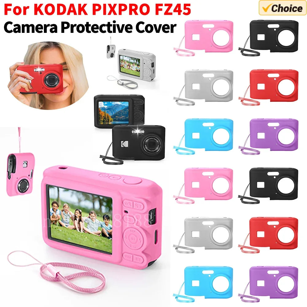 For KODAK PIXPRO FZ45 Soft Silicone Protective Case with Lanyard Slim Fit Camera Bag Camera Sleeve Camera Accessories