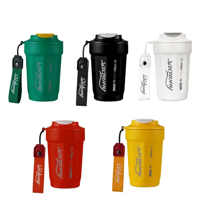 480ml Portable Thermal Coffee Mug Double Layer Stainless Steel Coffee Mug with Lid Car Thermos Milk Juice Water Bottle Gift Mug
