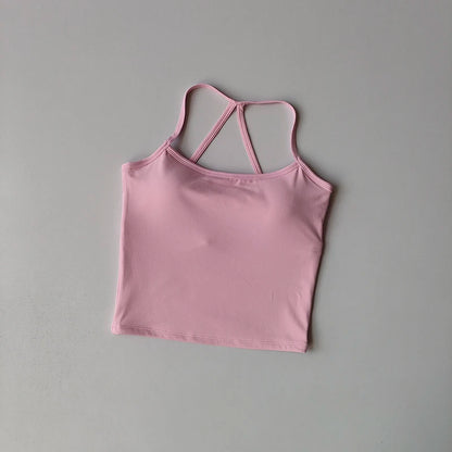 2PCS Gym Fitness Medium-intensity Sports Vest Beauty Back Yoga Suit Sports Bra Women Pilates Bra High Waist Hip Lift Shorts Set