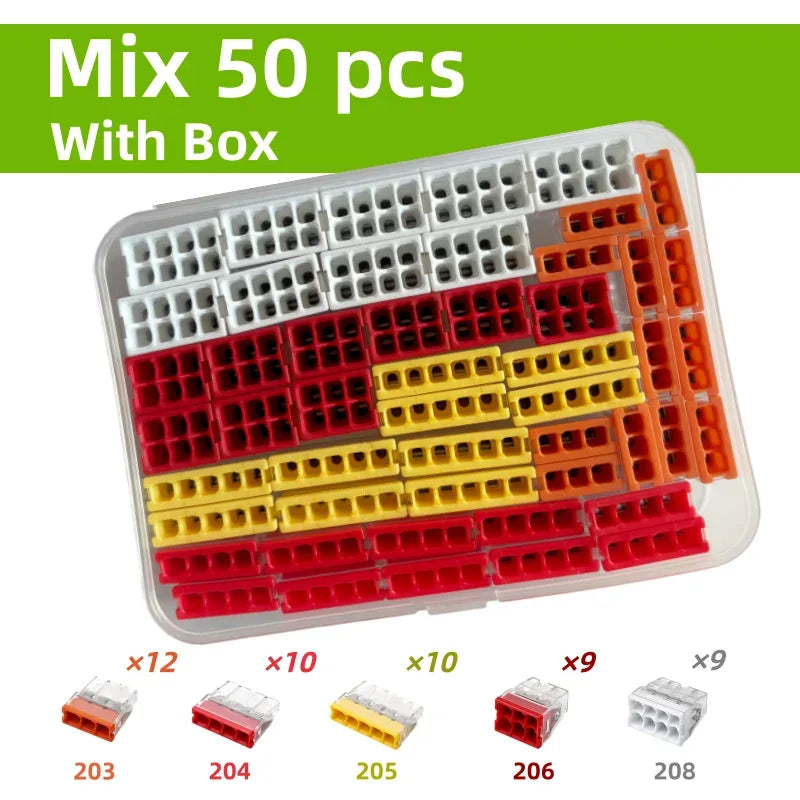 10/50/100 Pcs CMK 20 Mini Quick Wire Connectors 2/3/4/5/6/8 Ports Terminal Block Hard Stainless Easy Electric Quick Push-In