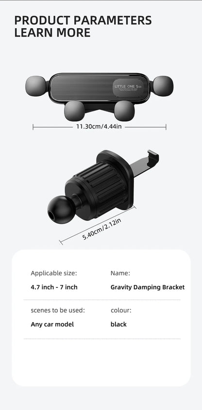 Gravity Car Phone Holder Car Air Vent Phone Holder for 4.7-6.9inch Smartphone Car Interior Stand Supports for Huawei iPhone