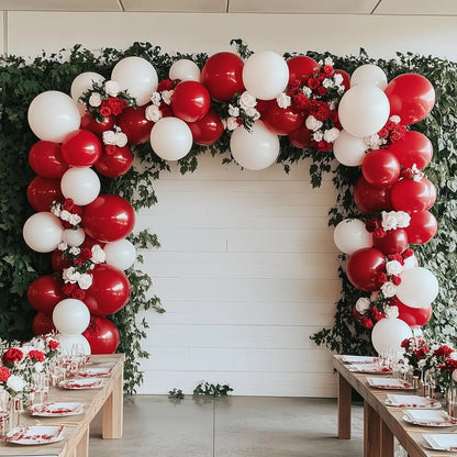 104 Pieces Ruby Red Balloon Red Garland Arch Set with Different Sizes, Suitable for Birthday, Wedding, Valentine's Day