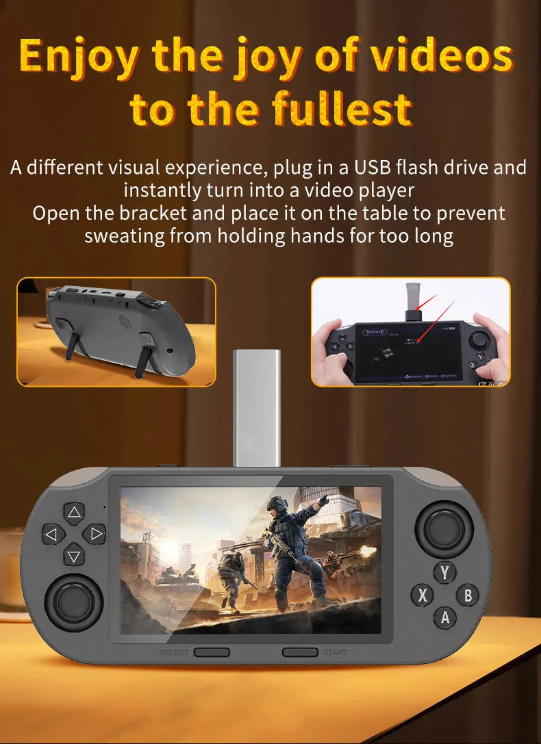 SF3000 handheld game console with a 4.5-inch large screen, supporting e-books, MP4， Music function, built-in 20000+games