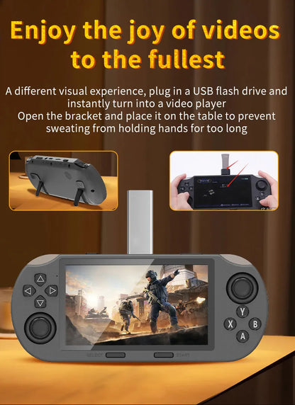 SF3000 handheld game console with a 4.5-inch large screen, supporting e-books, MP4， Music function, built-in 20000+games