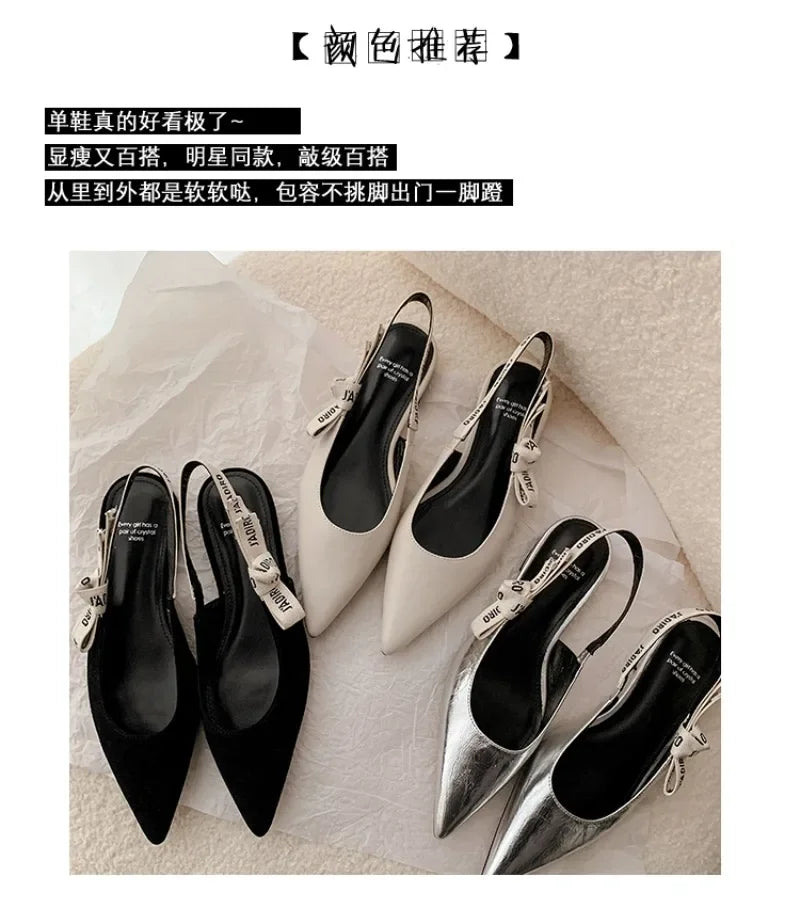 2025 New Fashionable Pointed-toe Buckle Solid Color High-heeled Sandals for Women in Spring and summer  Luxury Shoes
